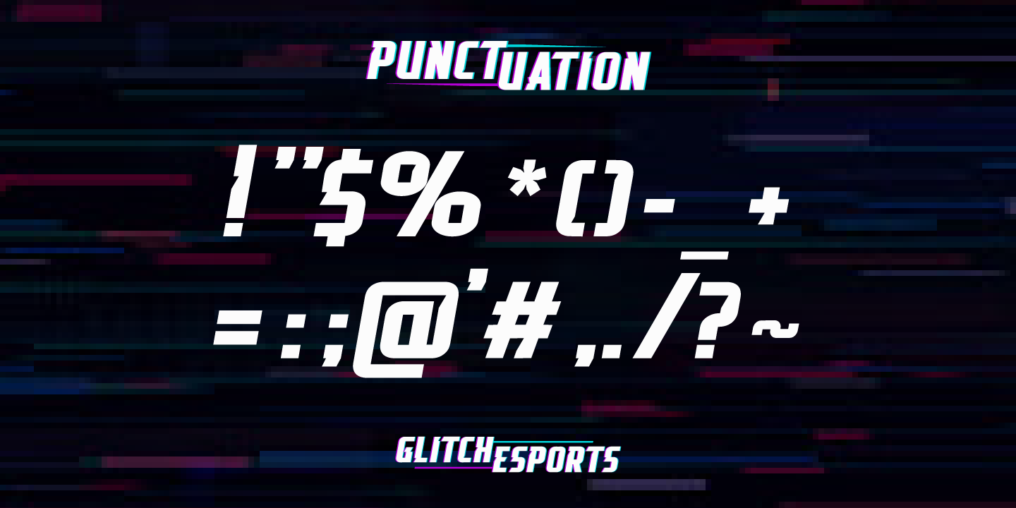 Beispiel einer Glitch Esports Italic-Schriftart